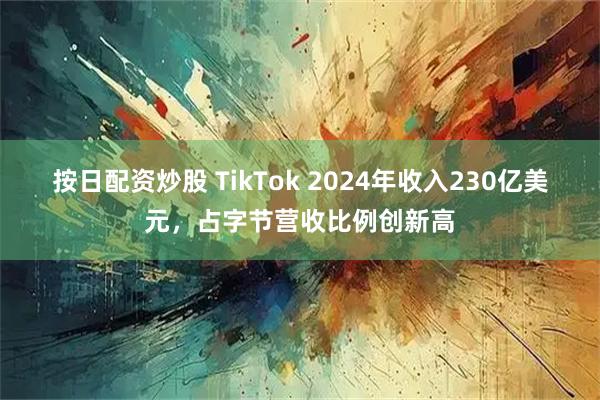 按日配资炒股 TikTok 2024年收入230亿美元，占字节营收比例创新高