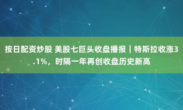 按日配资炒股 美股七巨头收盘播报|特斯拉收涨3.1%,时隔一年再创收盘历史新高